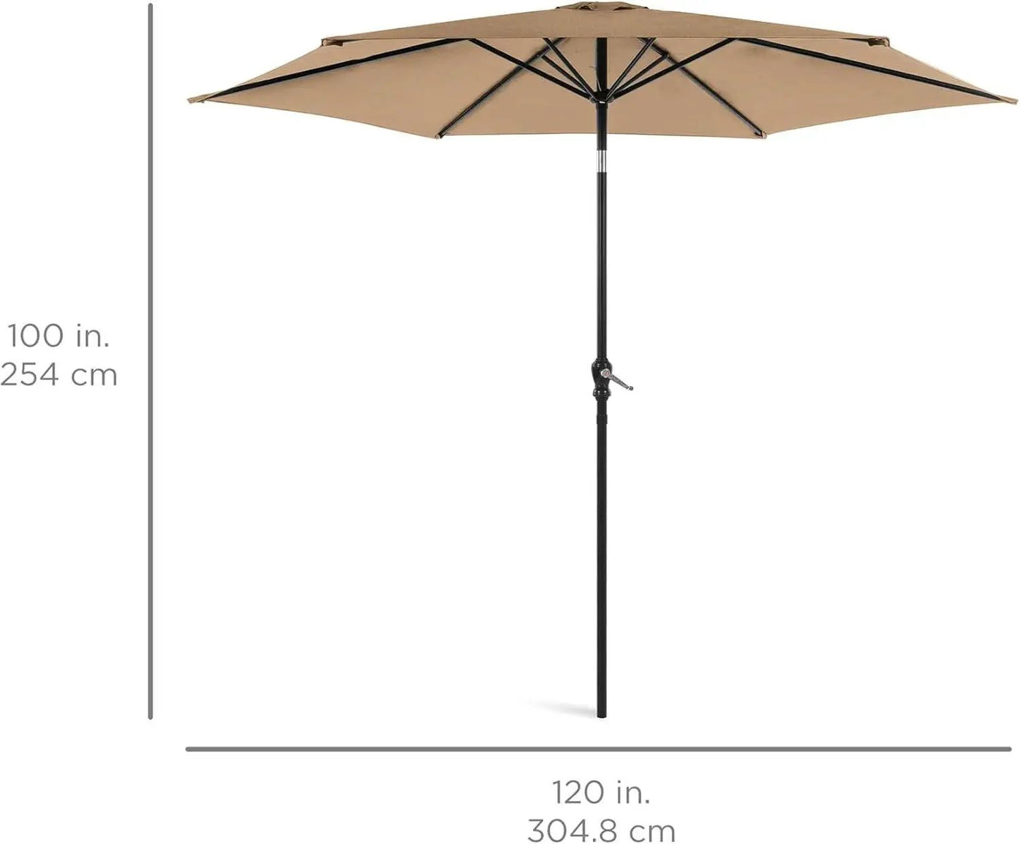 10 Foot Outdoor Steel Polyester Patio Umbrella Tan With Crank Tilt And Table Compatible from PriceLows™