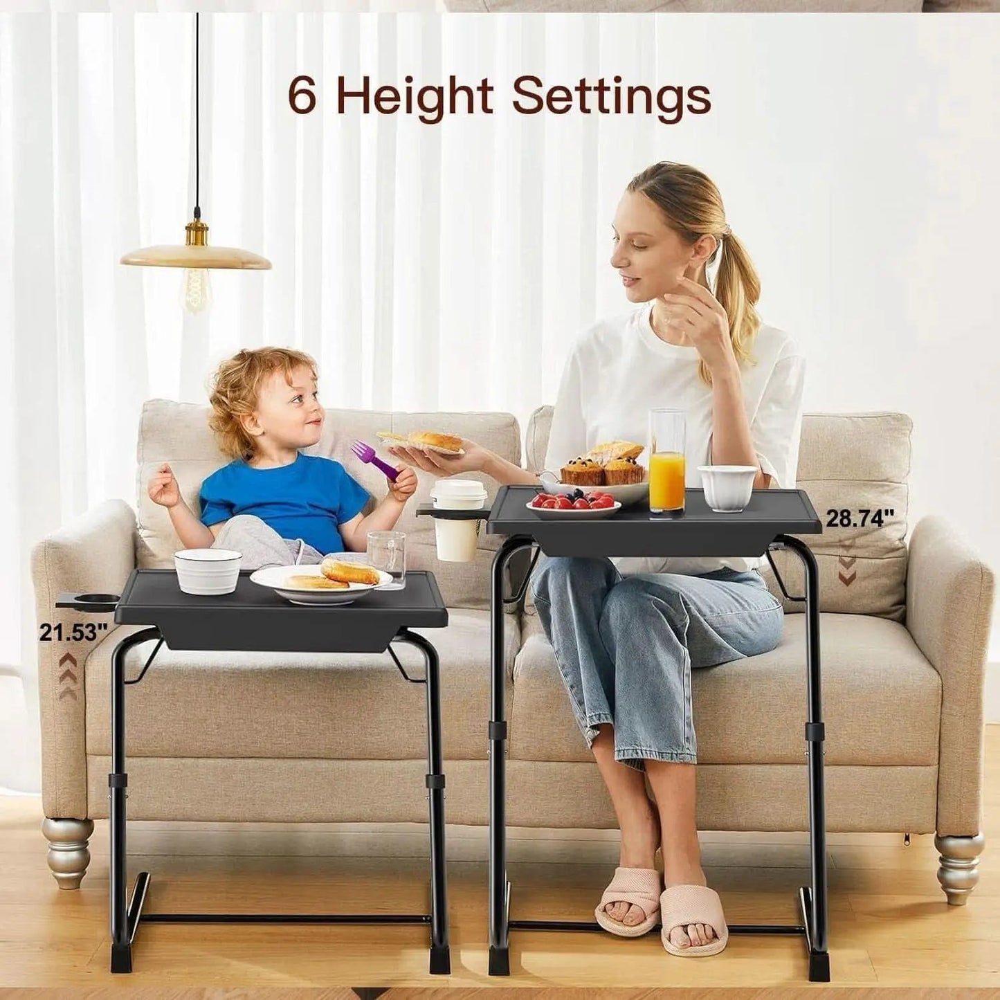 Adjustable TV Tray Table With 6 Height Settings And 3 Tilt Angles Black from PriceLows™