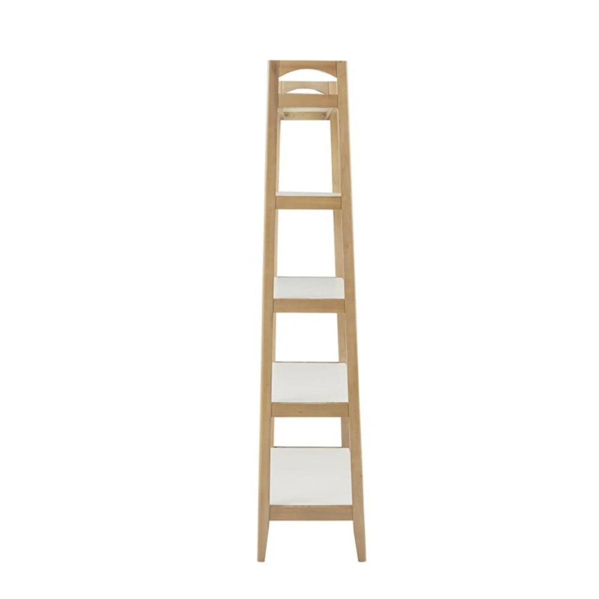 Parker Ladder Bookcase | 5 Shelves | Off White And Natural | Mid-Century Design