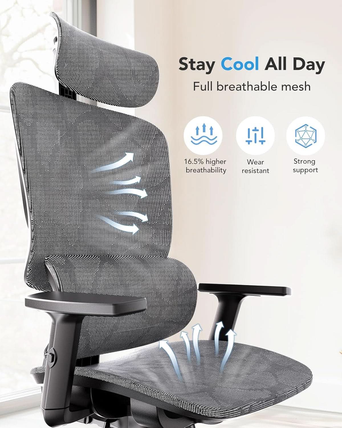 Ergonomic Mesh Office Chair High Back With Lumbar Support from PriceLows™