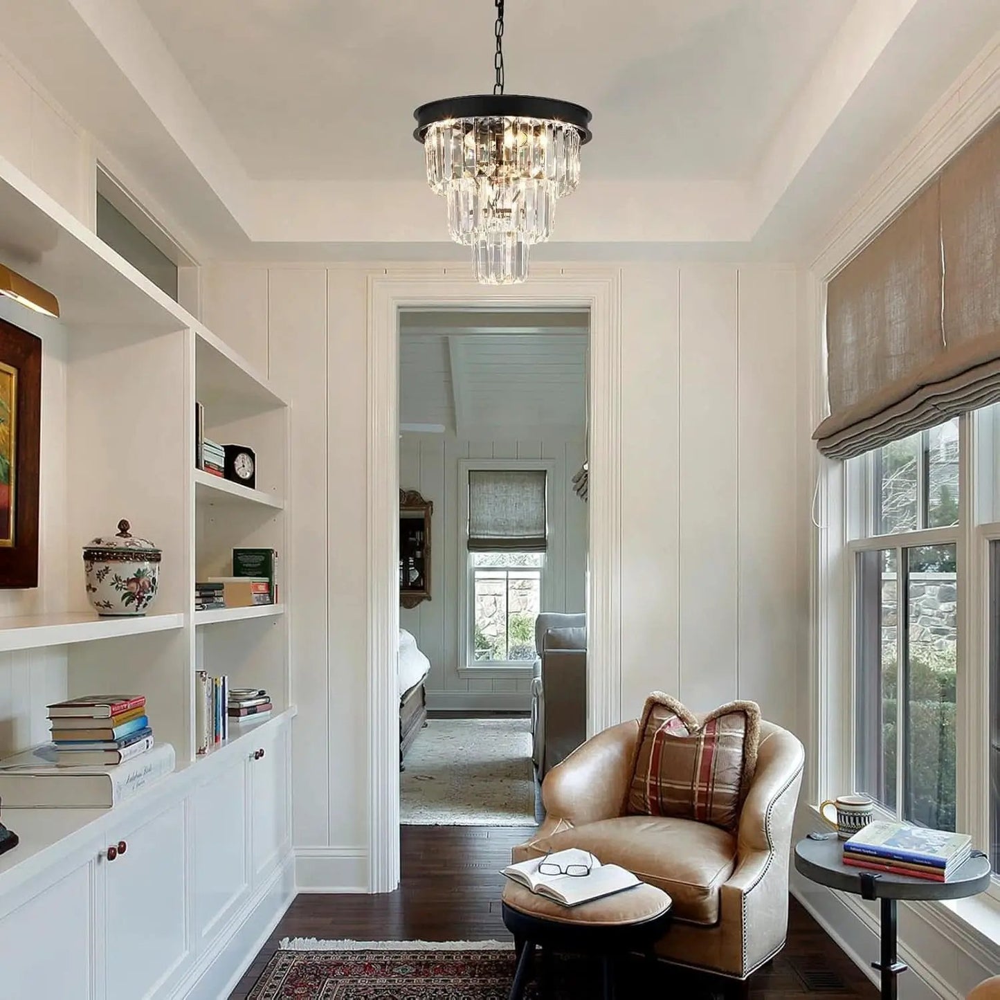 Black Four Light Crystal Chandelier Dining Pendant from PriceLows™