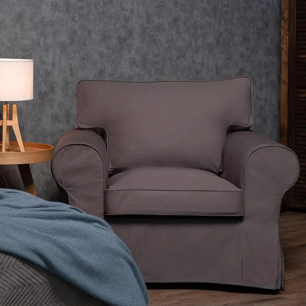 Ektorp Armchair Cotton Slipcover Dark Grey Replacement For IKEA Ektorp Chair from PriceLows™