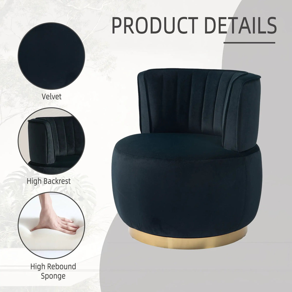 360 Degree Swivel Barrel Chair | Cuddle Accent Sofa Chair | Super Soft Fabric | Wrap-Around Barrel Back