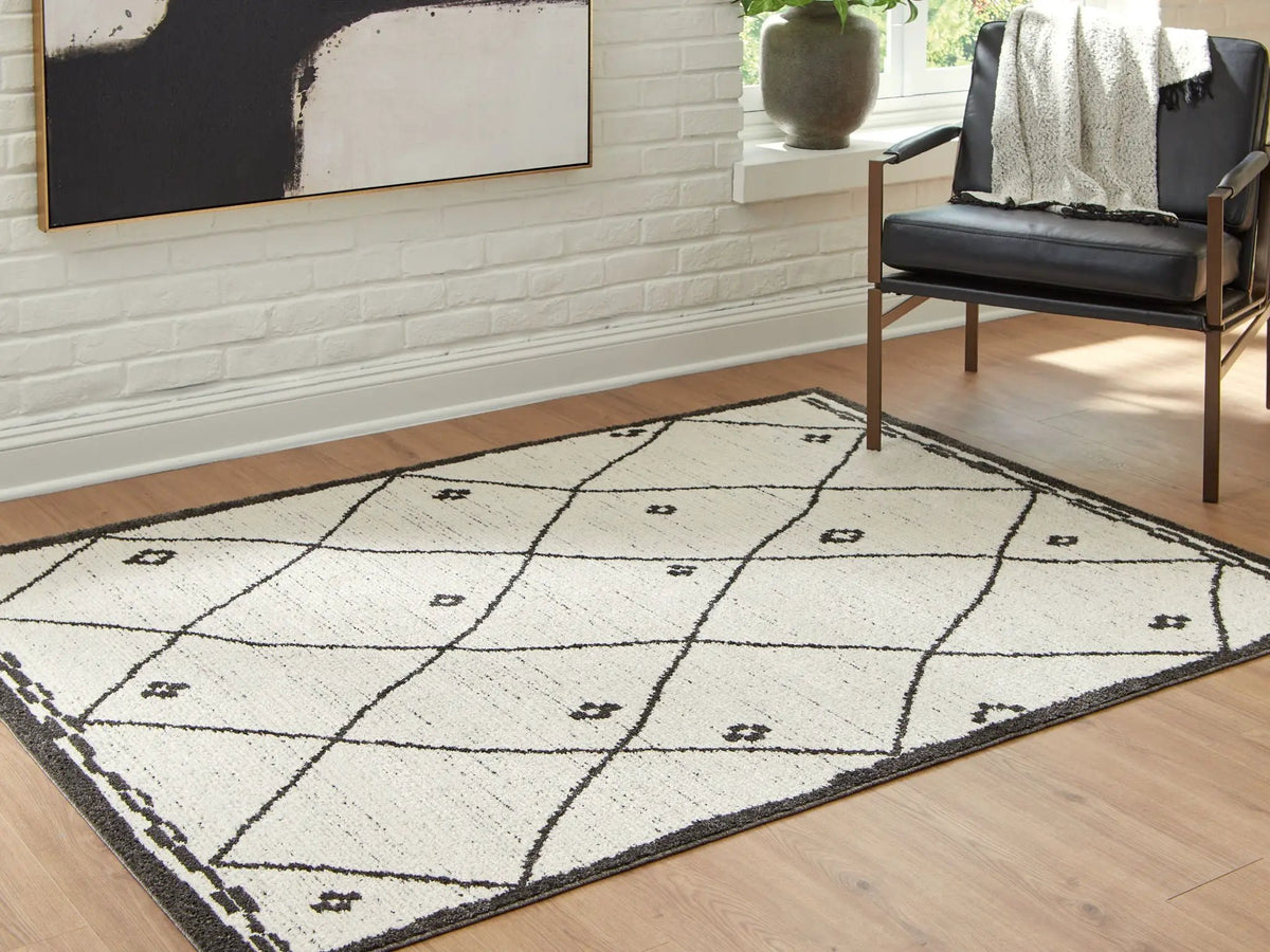 Fenriston Area Rug | 95 x 120.75 Inch | Diamond Design | Casually Cool