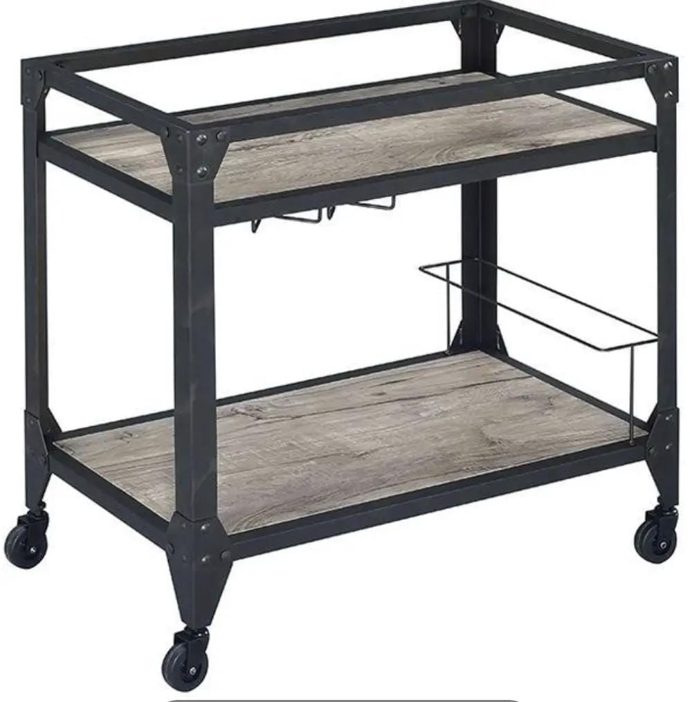 Jorgensen Serving Cart | 16 x 32 x 31 in | Metal & Wood | Charcoal