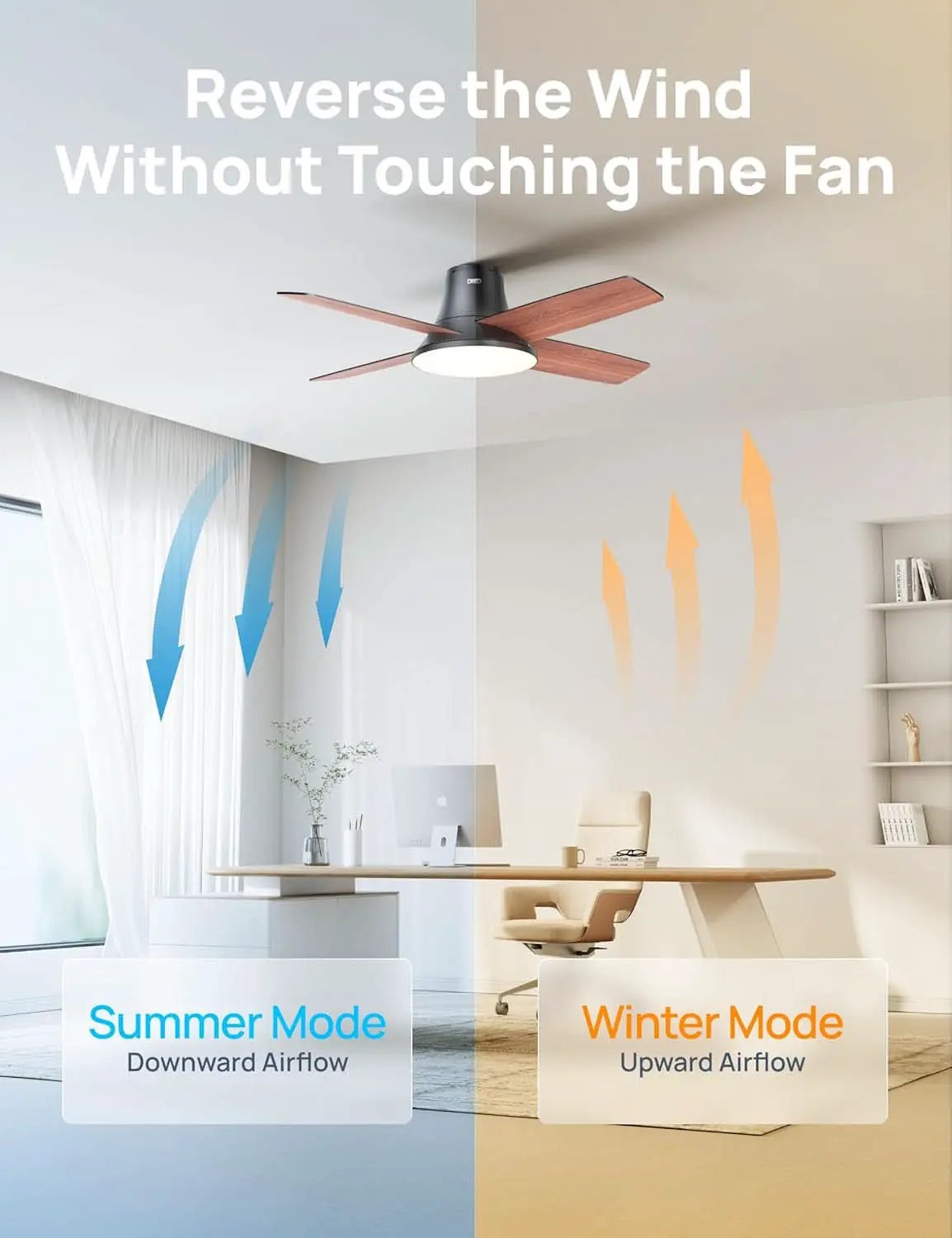 Ceiling Fan With Lights 44 Inch Black Quiet DC Motor from PriceLows™
