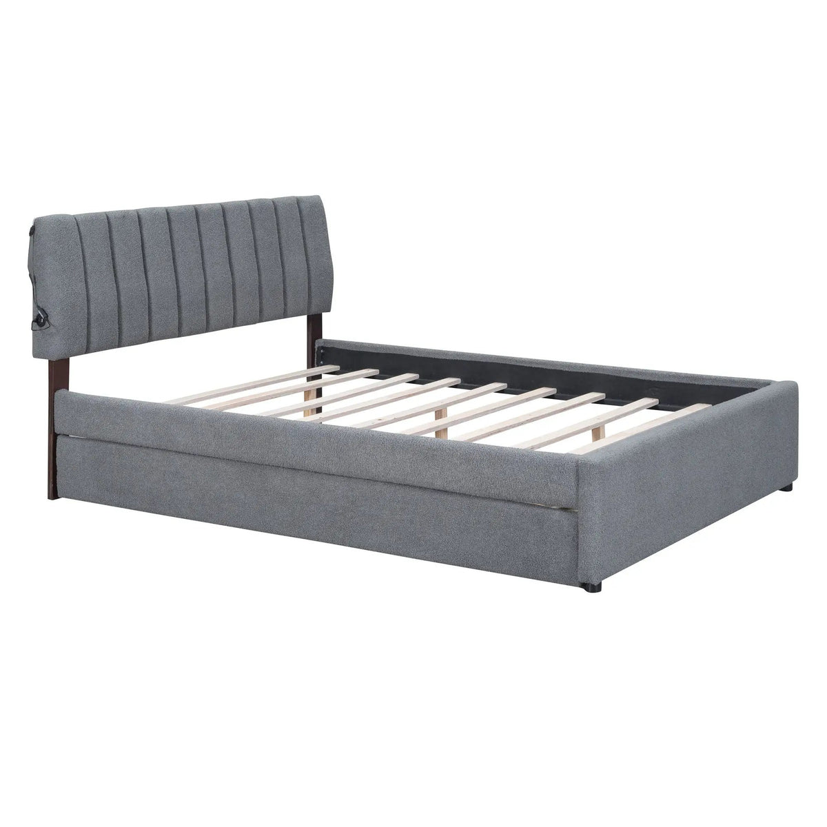 Upholstered Platform Bed | Trundle Included | Comfortable Design | 76 Inch Length