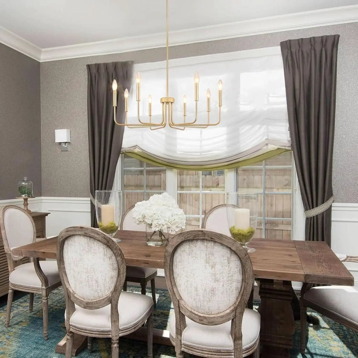 Gold Farmhouse Chandelier 8 Lights for Dining Room from PriceLows™