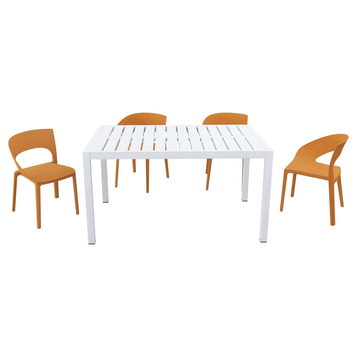 4 Piece Set Of Modern Designed Single Chairs With Long Table | 4-Piece Set | Metal | Outdoor Living