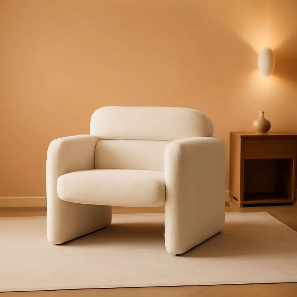 LuxuriousAndComfortable Lambswool Fabric Accent Chair With Arms from PriceLows™