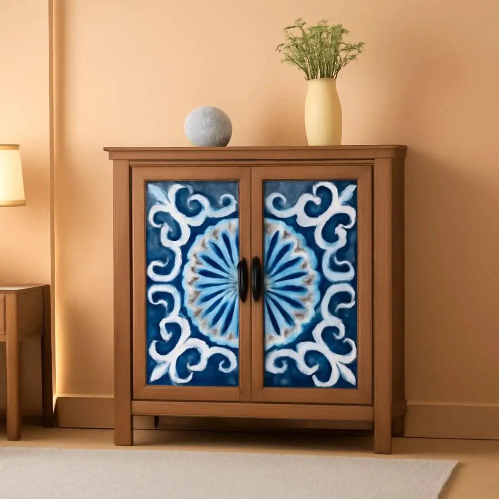 Blue Porcelain Front Accent Storage Cabinet With 2 Doors from PriceLows™