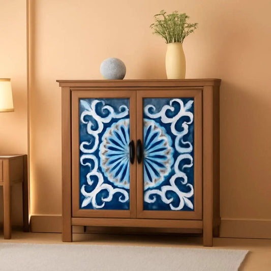 Blue Porcelain Front Accent Storage Cabinet With 2 Doors from PriceLows™