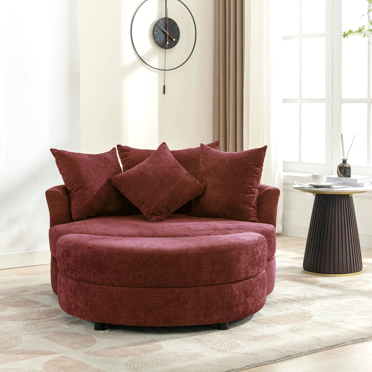 Swivel Accent Chair | 360 Degree Rotation | Ergonomic Padded Seat | Round Frame