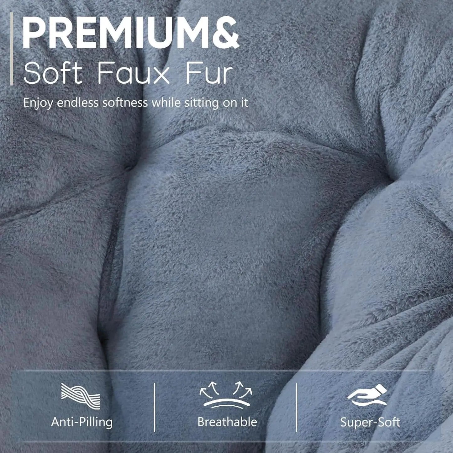 Oversized FauxFur Folding Lounge Chair Charcoal Gray from PriceLows™
