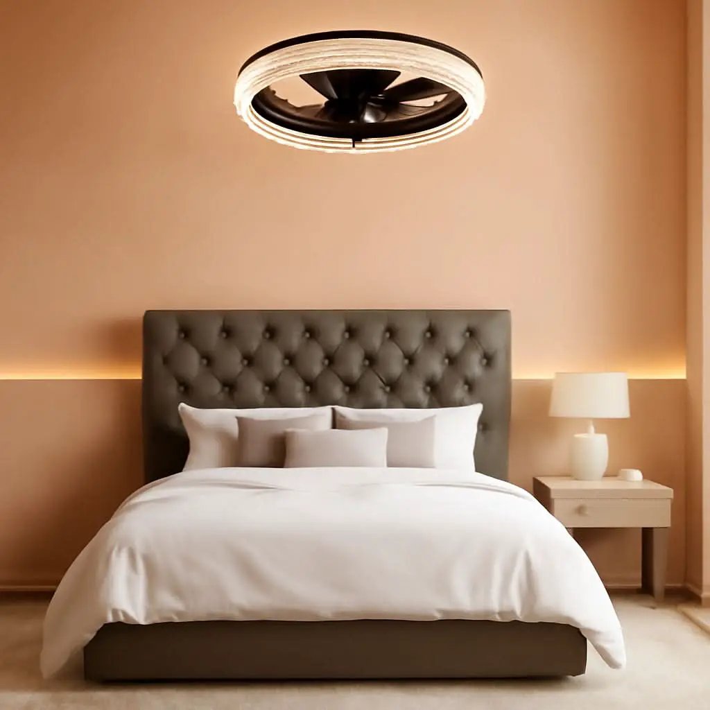 20 Inch Black Ceiling Fan With Lights And Remote, Dimmable, Flush Mount, Stepless Color Temperature, 6 Speeds from PriceLows™