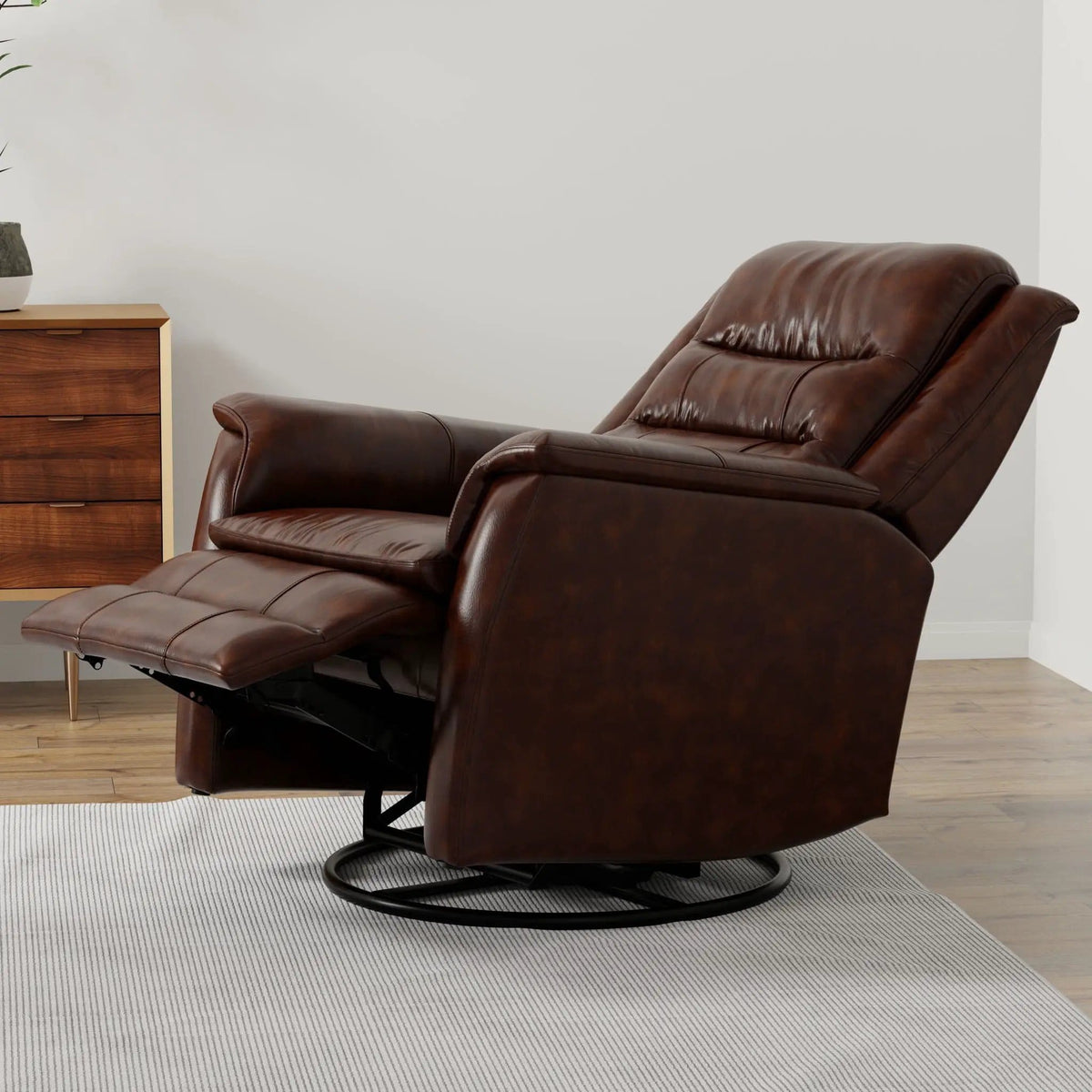 Swivel Recliner With Manual Adjustable Footrest Swivel Chair | 2 Pieces | Metal | Living Room