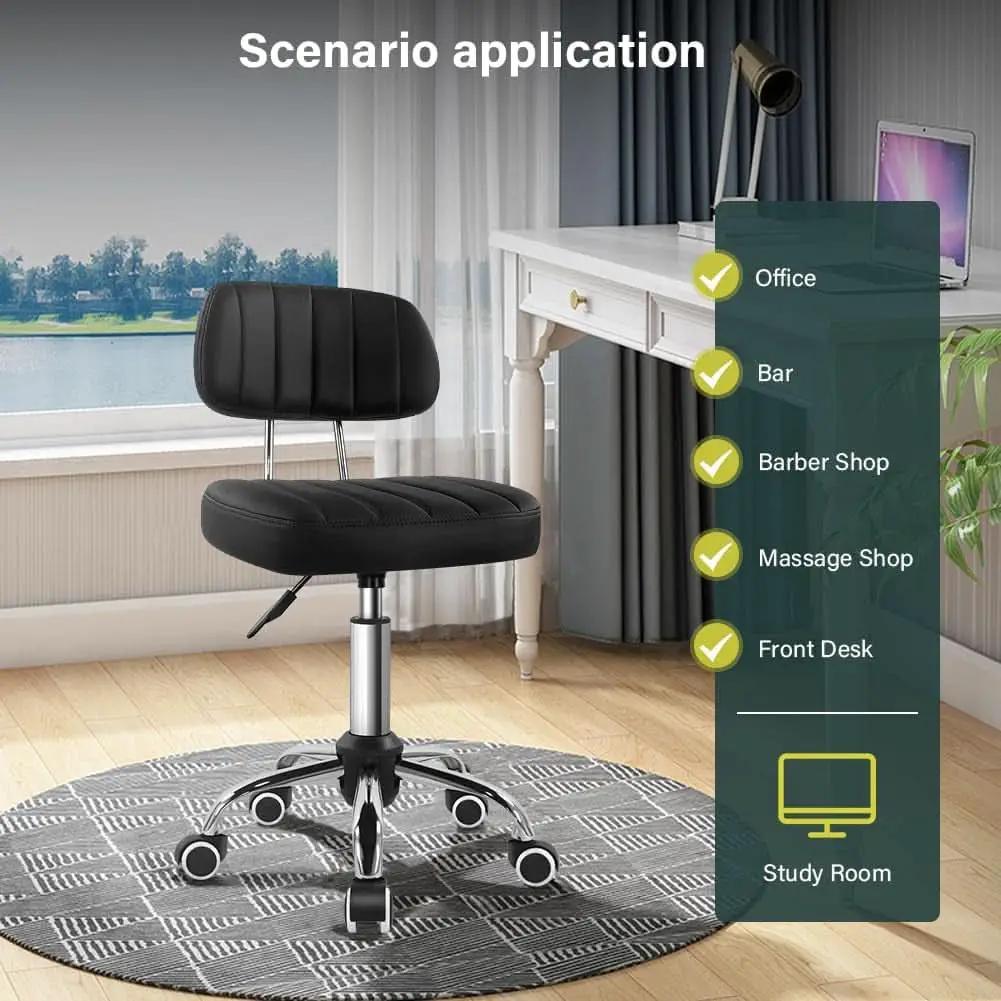 Black Height Adjustable Swivel Stool With Back Support from PriceLows™