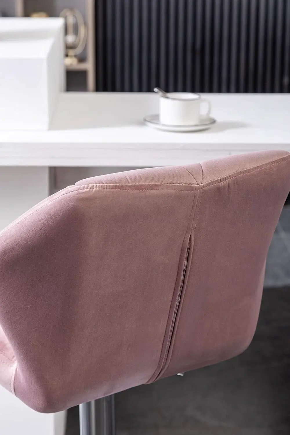 Breni Velvet Diamond Tufted Swivel Bar Stool Set Of 2 Mauve from PriceLows™
