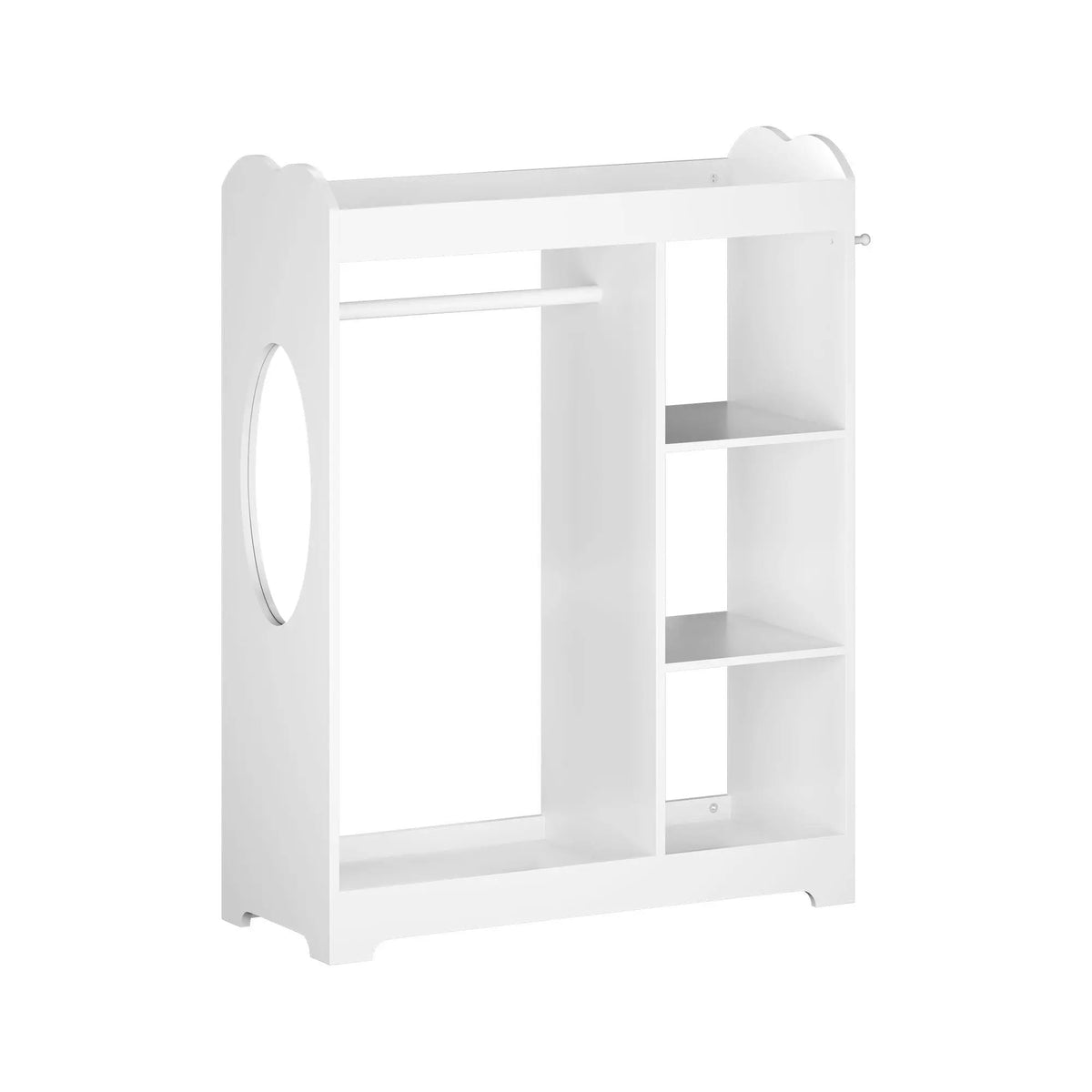 Toddler Dress Up Rack | Full Length Mirror | 3 Side Hooks | White