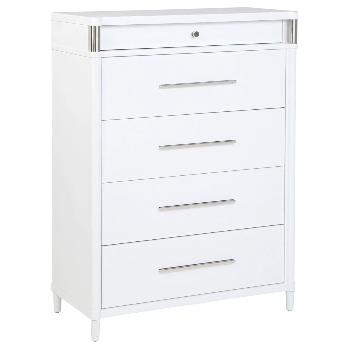 Gracemont 5-drawer Bedroom Chest of Drawers | 38 x 18 x 52.25 in | Rubberwood & Engineered Wood | White