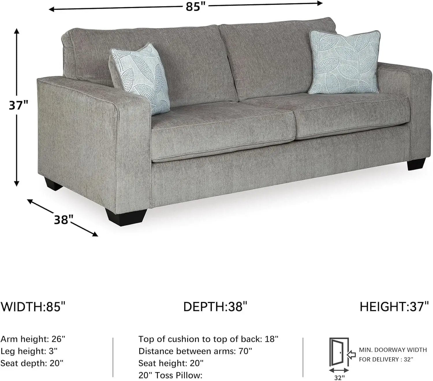 Queen Sofa Sleeper Light Gray Chenille Upholstered from PriceLows™