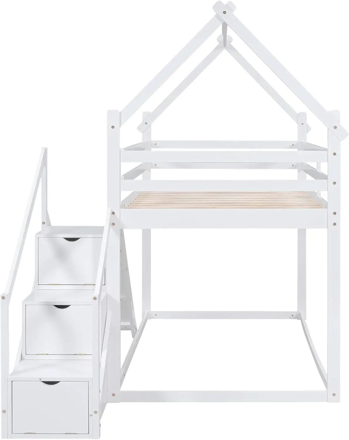 White House Twin Over Twin Bunk Bed With Slide And Stairs from PriceLows™