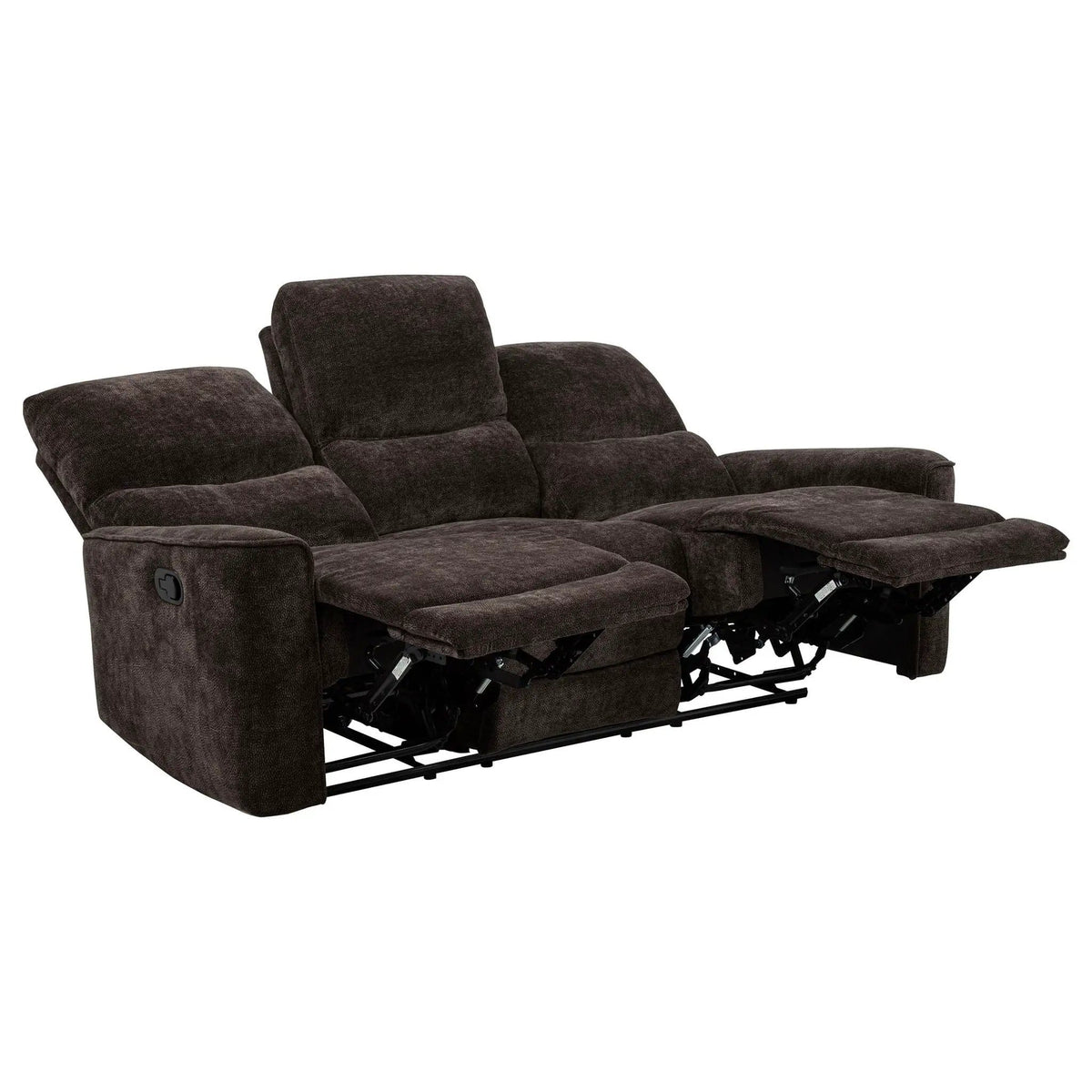 Navarro 3-piece Upholstered Reclining Sofa Set | 3-Piece Set | Chenille & Metal | Dark Brown