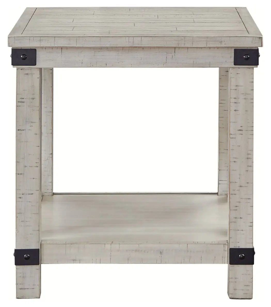 Carynhurst Rectangular End Table | Whitewash Finish | Pine Wood And Acacia Veneer | Distressed Look