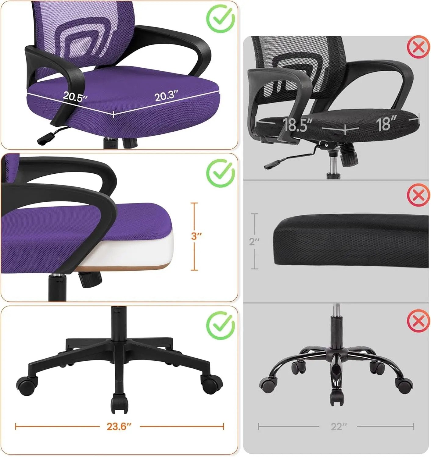 Ergonomic Purple Mesh Office Chair With Lumbar Support from PriceLows™