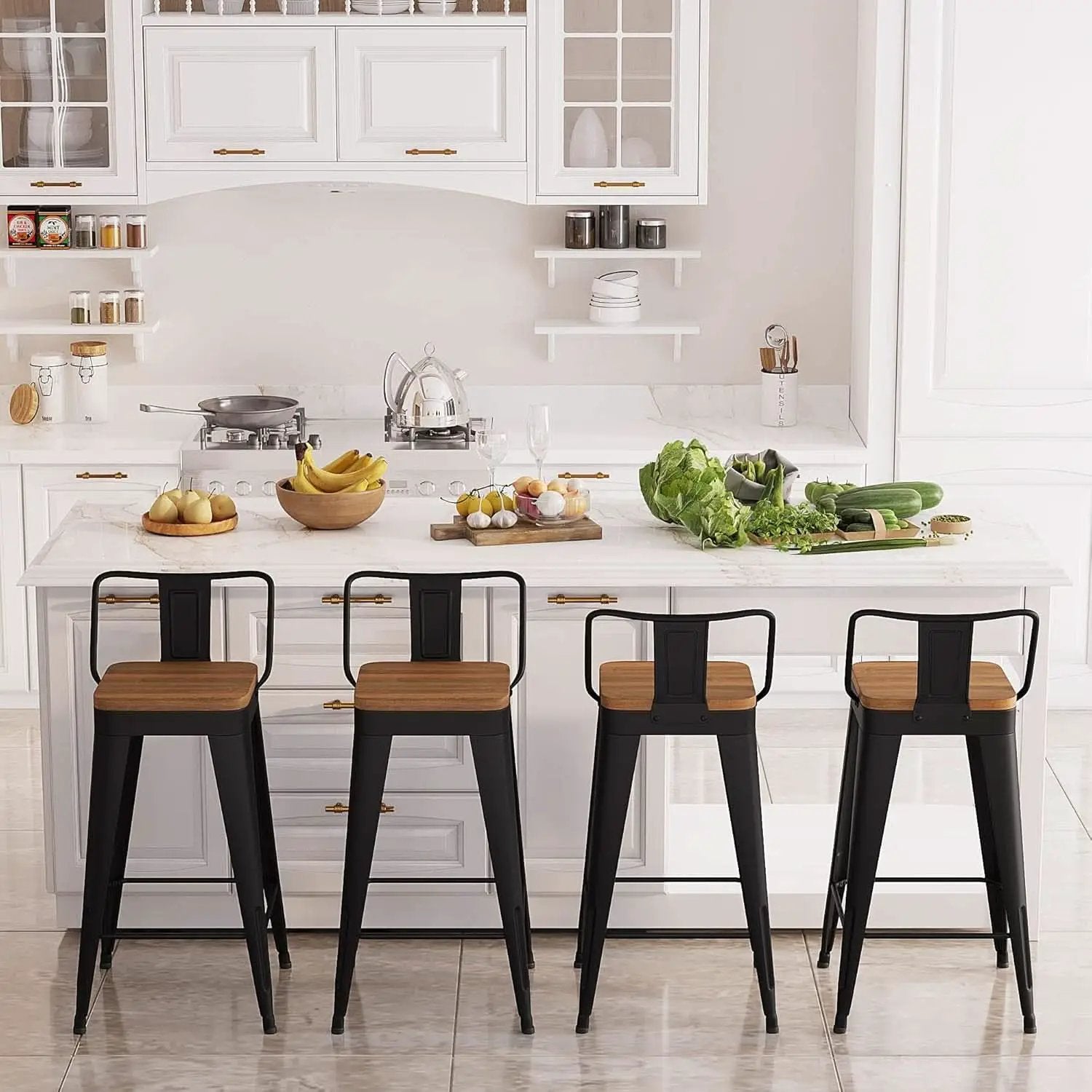 Modern Stackable Metal Bar Stools Set of Four from PriceLows™