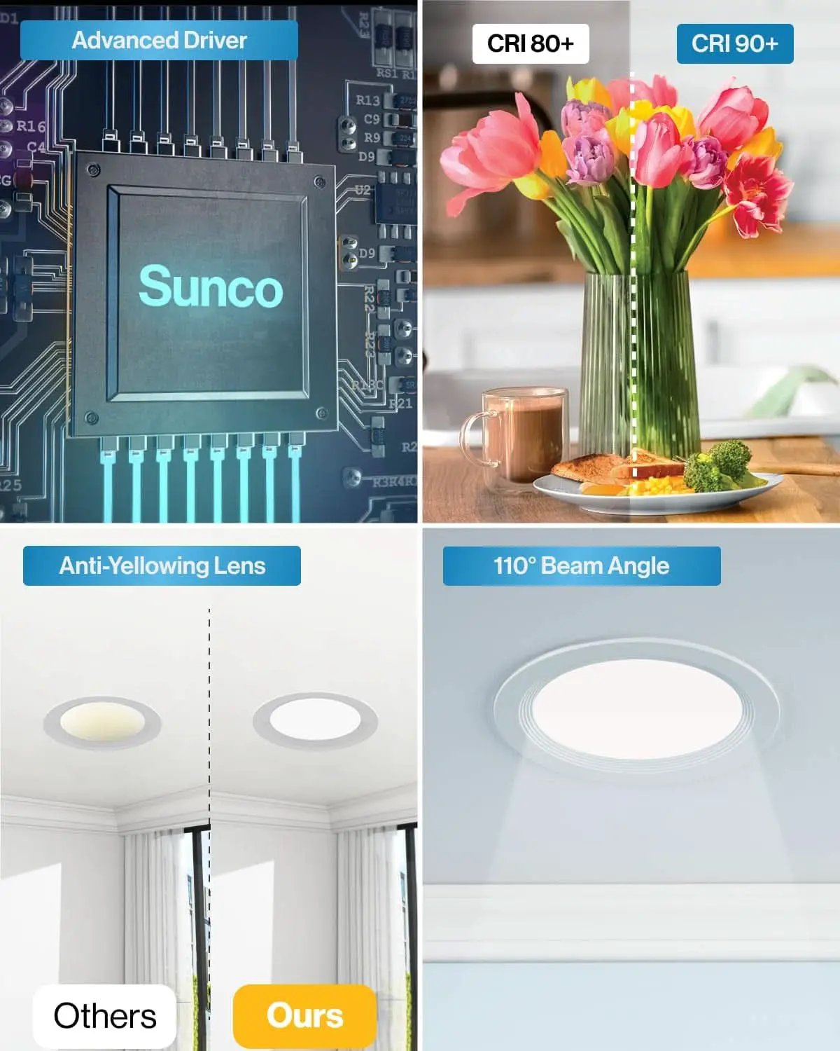 4 Inch Thin Dimmable LED Recessed Light 5000K Daylight from PriceLows™