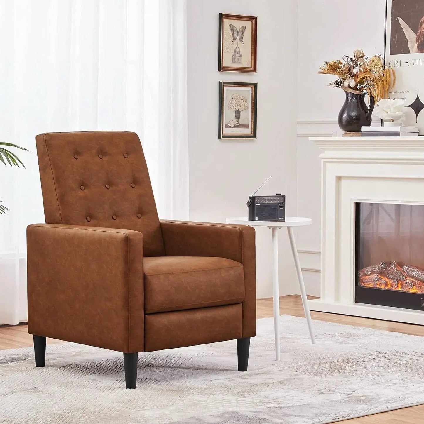 Brown Faux Leather Recliner Sofa Adjustable Back Footrest from PriceLows™