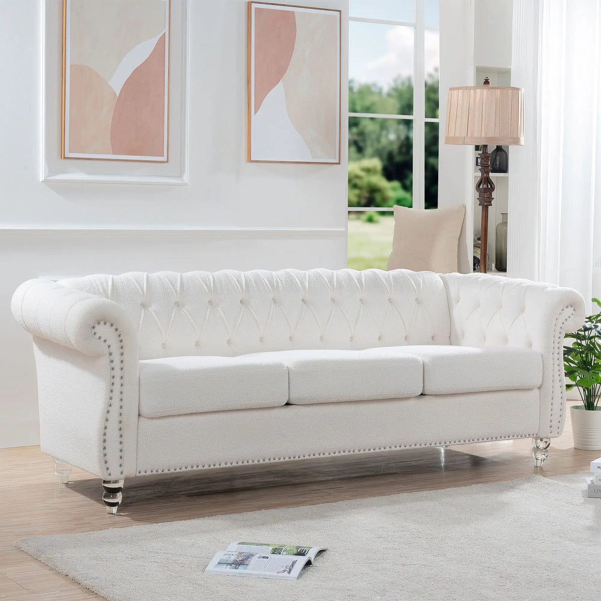 Rolled Arm Chesterfield Sofa | 3 Seater | Staggered Deep Pull Buckles | TB117 Compliant