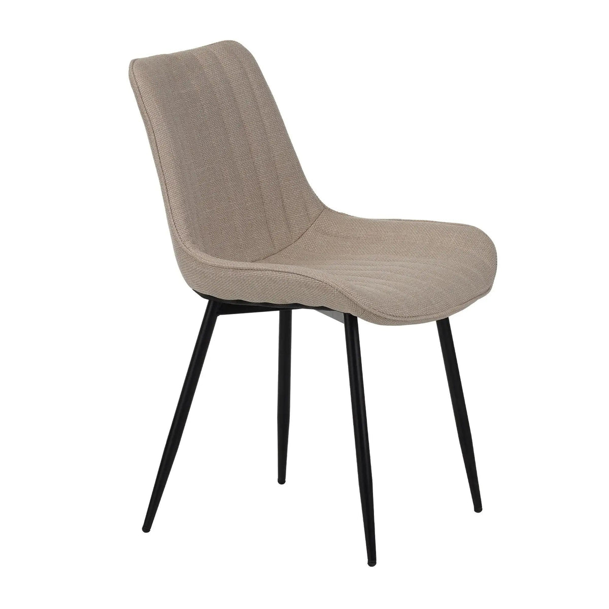 Dining Chair Set With Padded Backrests (Set of 4) - | 24 x 21.2 x 33.8 in | Fabric & Metal | Beige