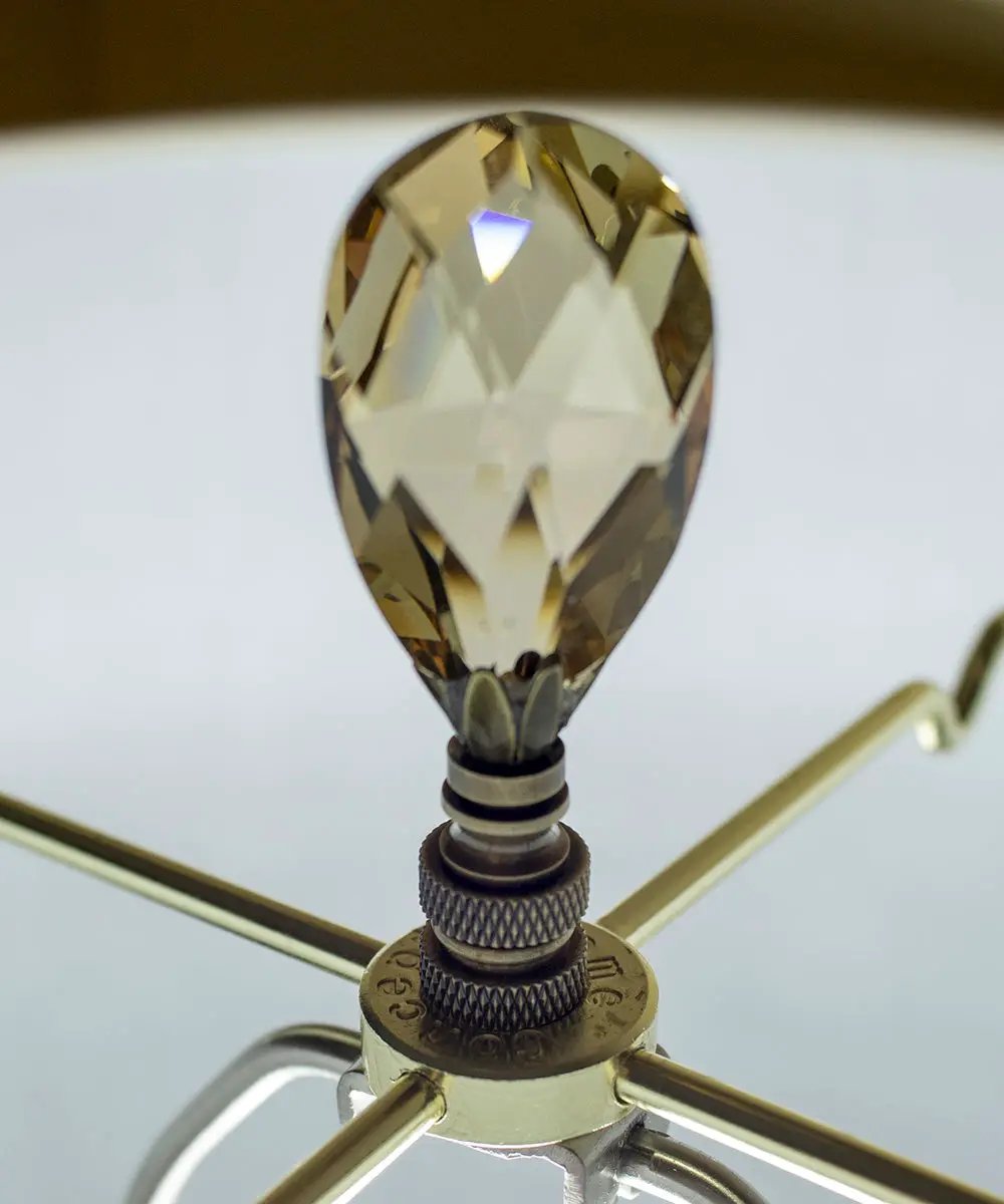 Lamp Finial | Antique Brass | Champagne Crystal | 2.85 Inch Height
