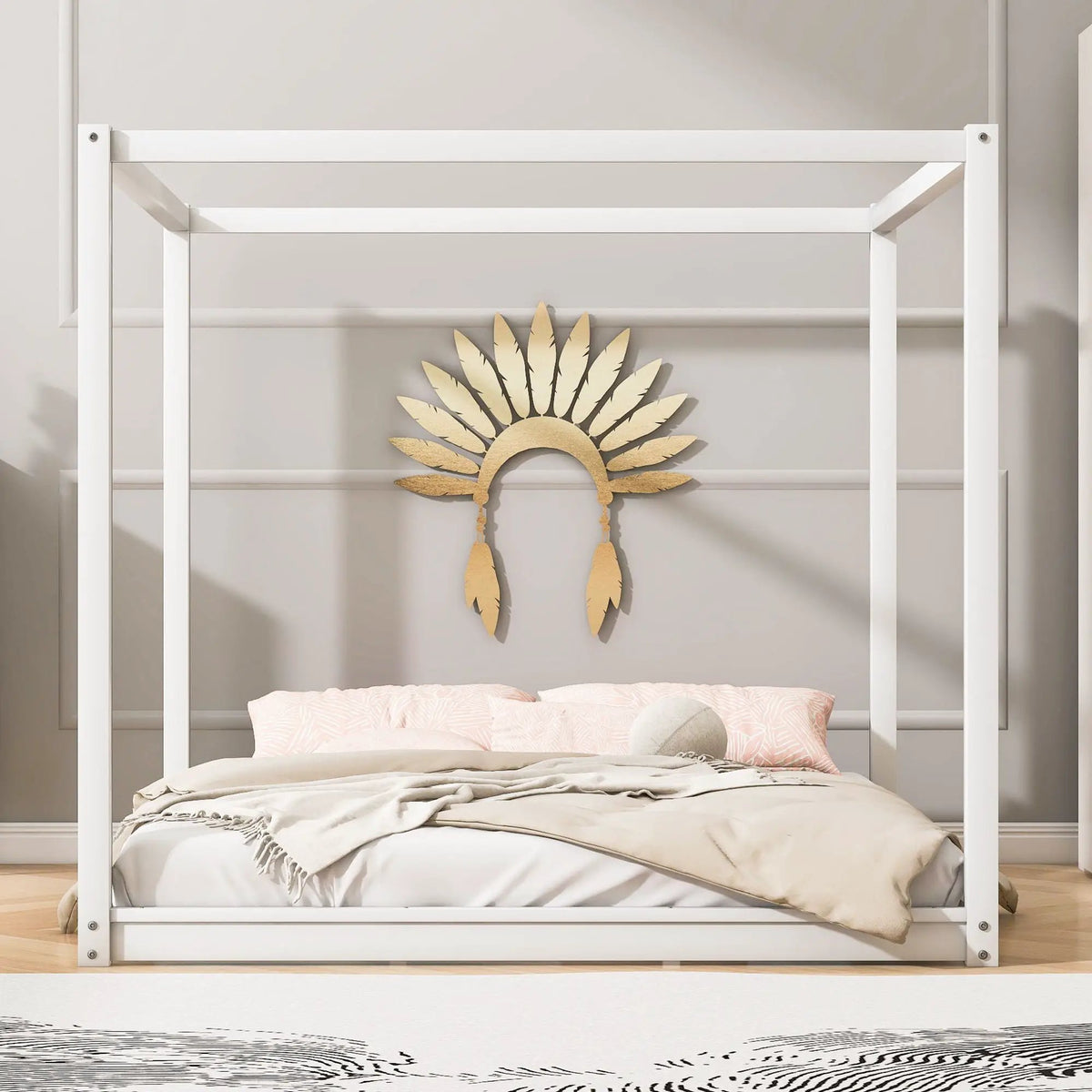 Canopy Platform Bed | Solid Pine Wood | Airflow Slats