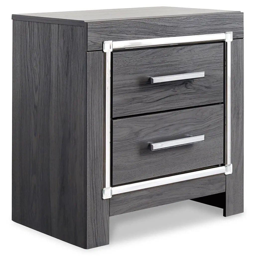 Lodanna Two Drawer Night Stand Accent Nightstand | 23.66 x 15.71 x 24.41 in | Engineered Wood & Linen | Gray