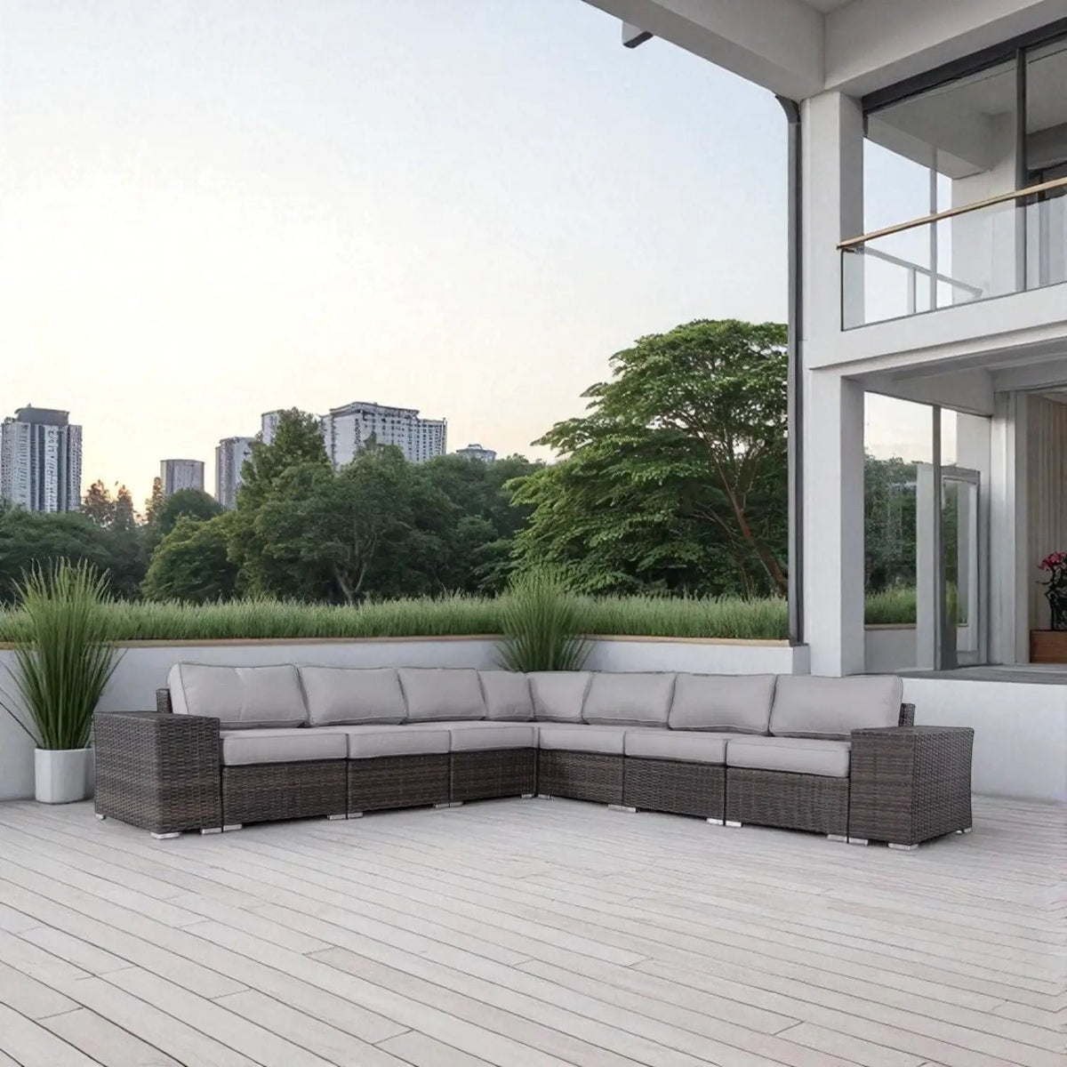 Rattan Sectional Sofa Set | Cushions Included | Durable Wicker Design | No Assembly Required