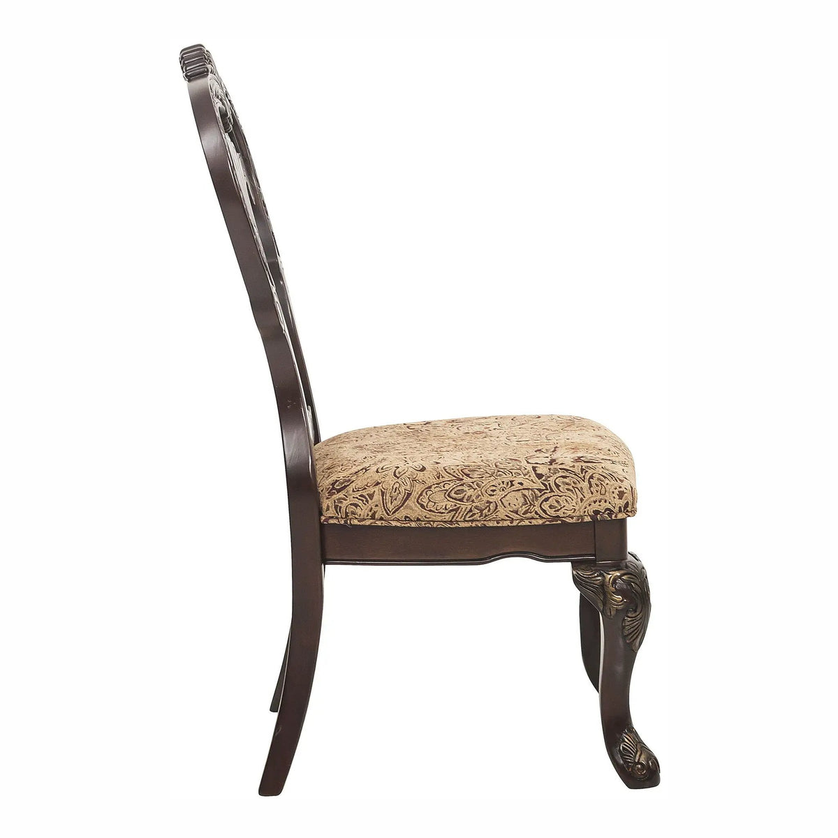 Traditional Side Chairs | Cherry Finish | Fabric Upholstered | Set Of 2