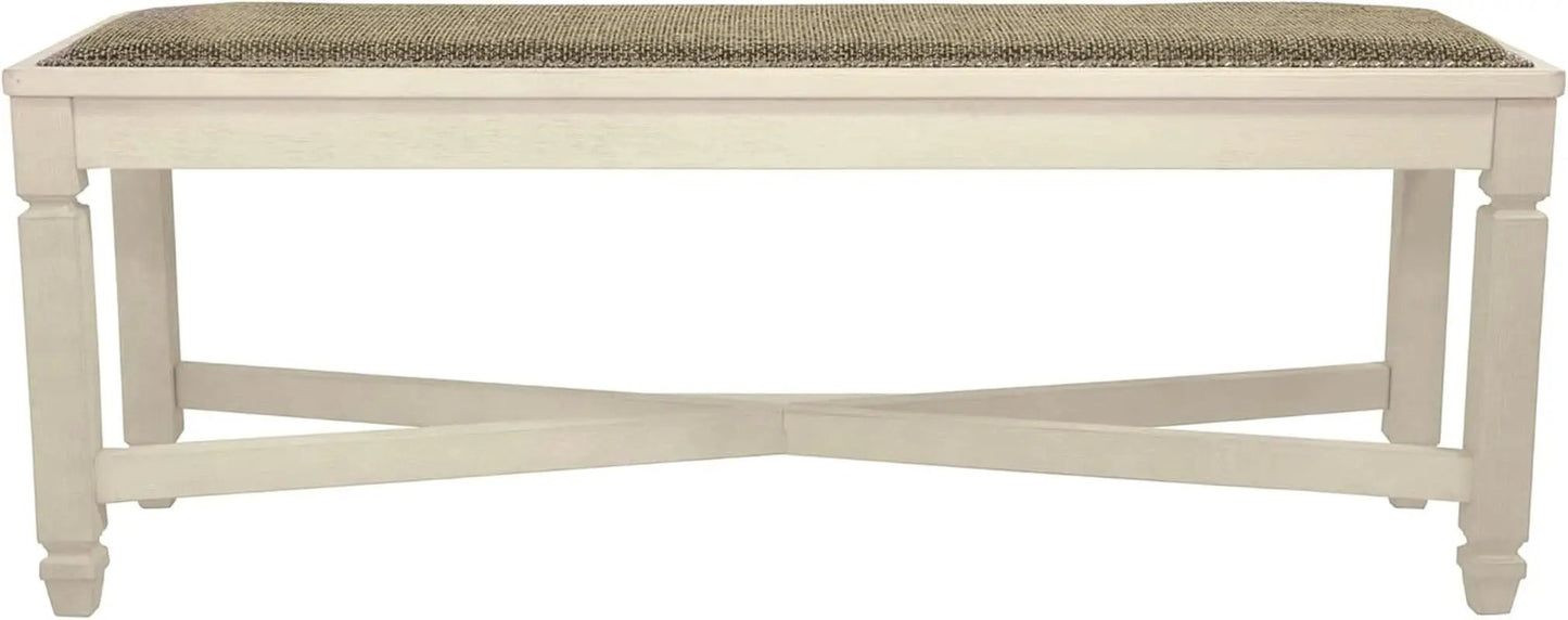 Bolanburg Upholstered Dining Bench Antique White Finish from PriceLows™