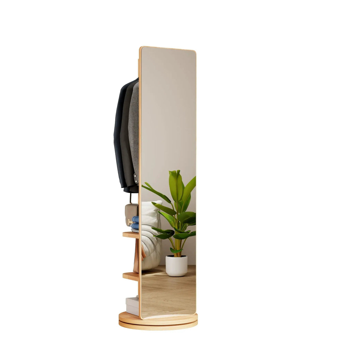 Full Length Mirror | 360 Rotation Design | Solid Wood Rack