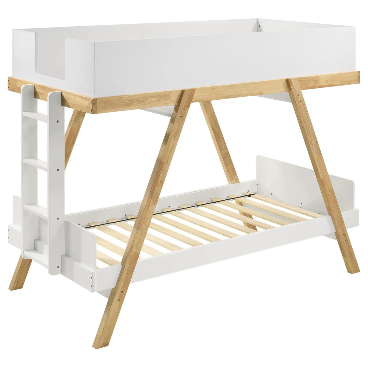 Frankie Wood Twin Over Twin Bunk Bed White and | 82 x 43.25 x 69 in | Wood | Natural