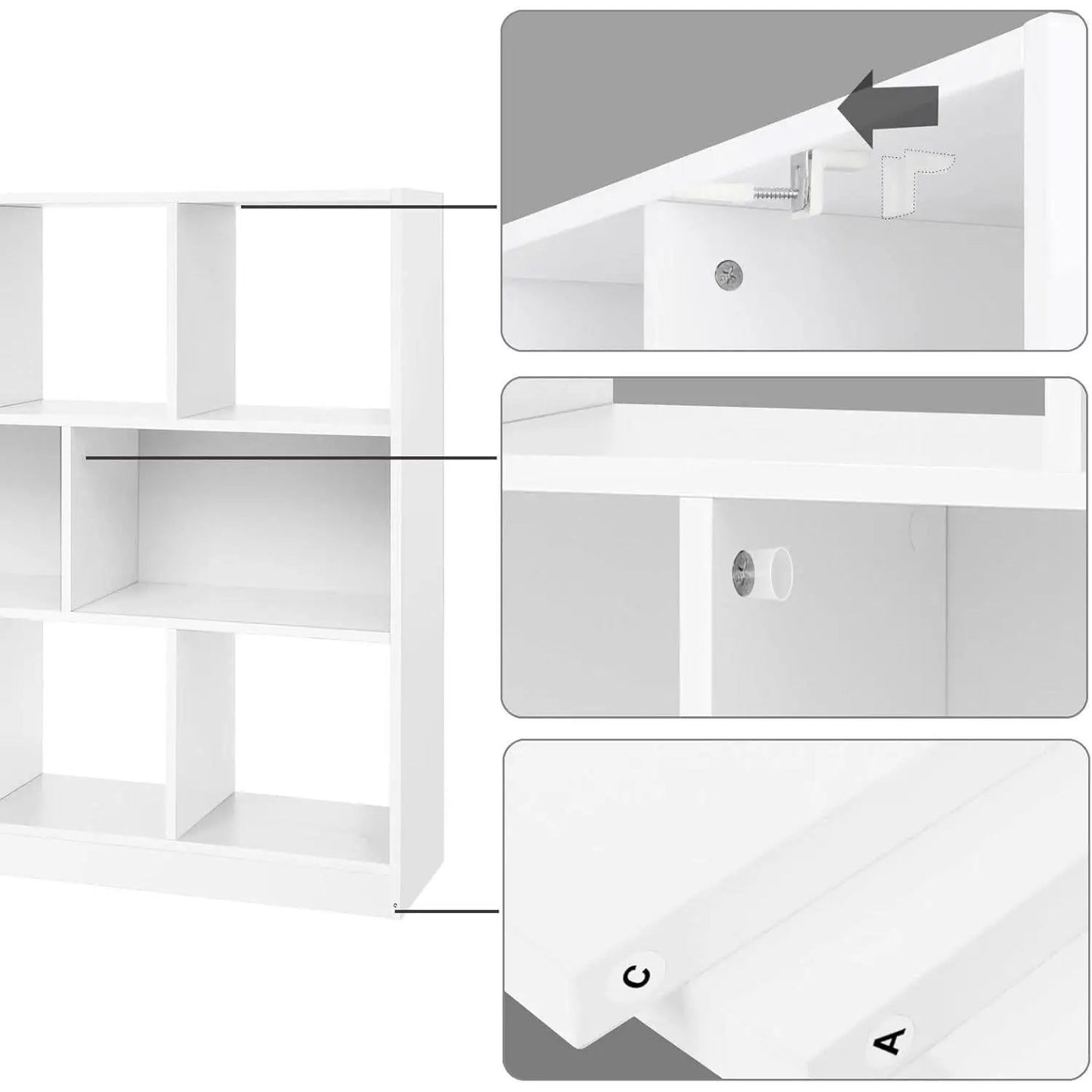 White Bookcase With 8 Open Compartments Freestanding Storage Shelf 11x35.4x39.4 from PriceLows™