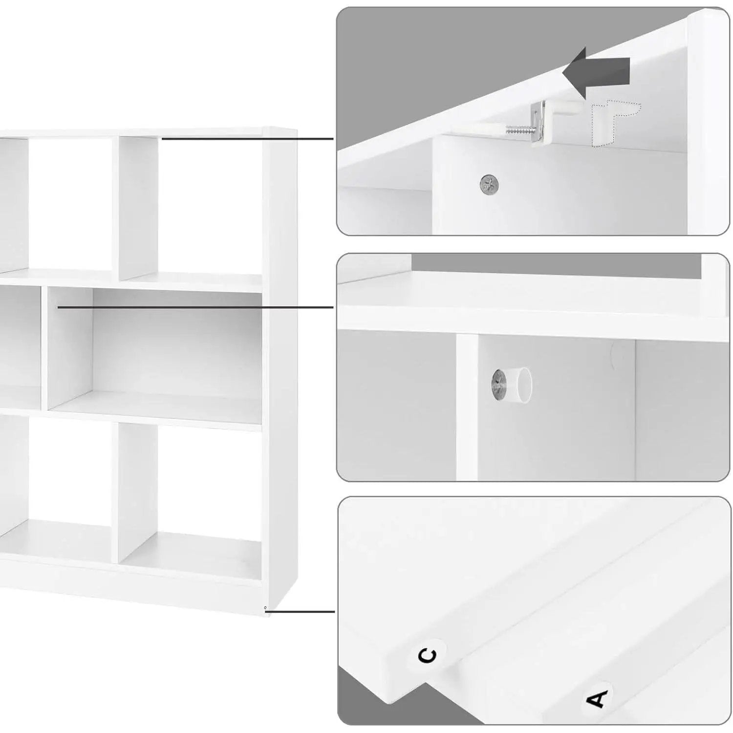 White Bookcase With 8 Open Compartments Freestanding Storage Shelf 11x35.4x39.4 from PriceLows™