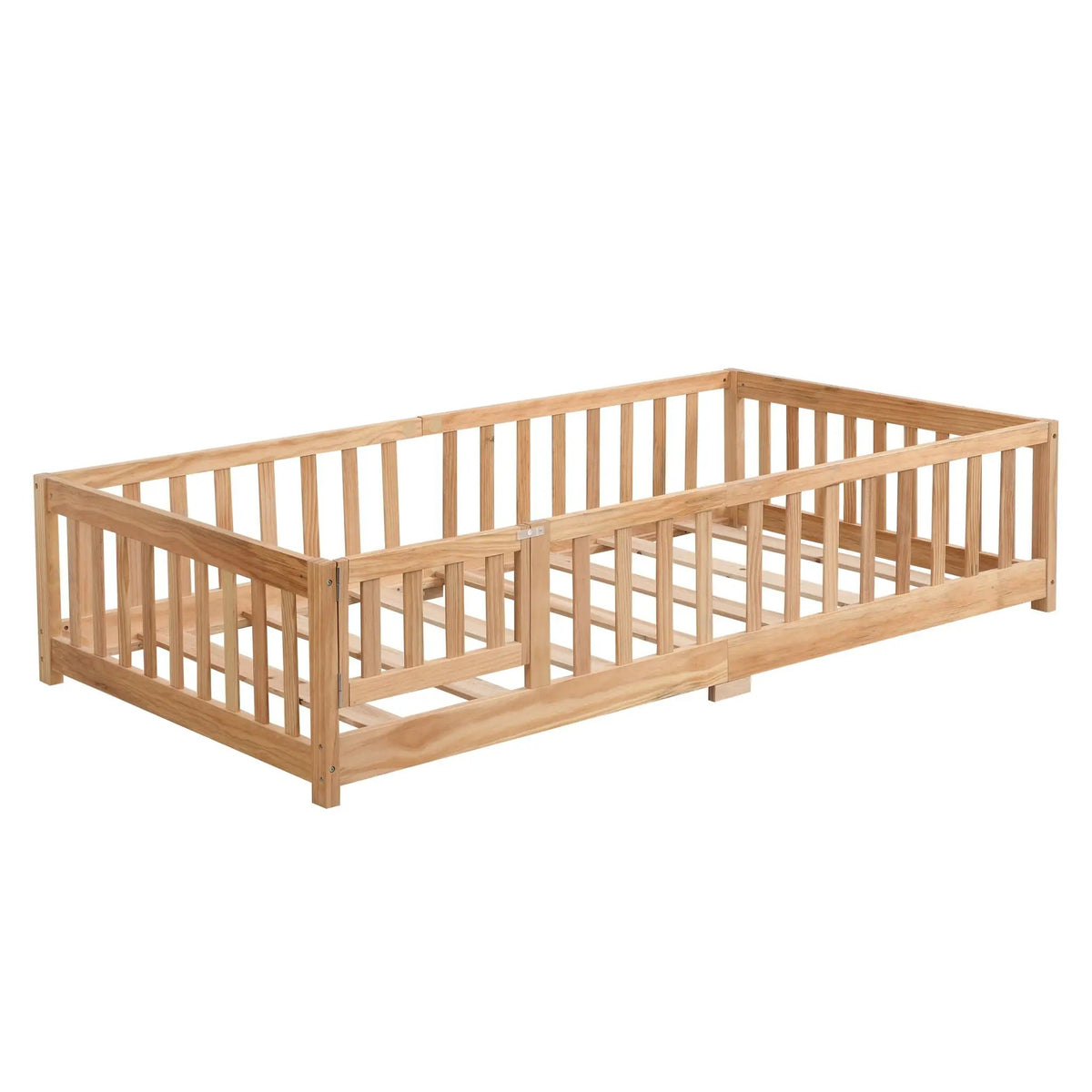 Floor Bed | Solid Wood | Safety Guardrails | Toddler Size