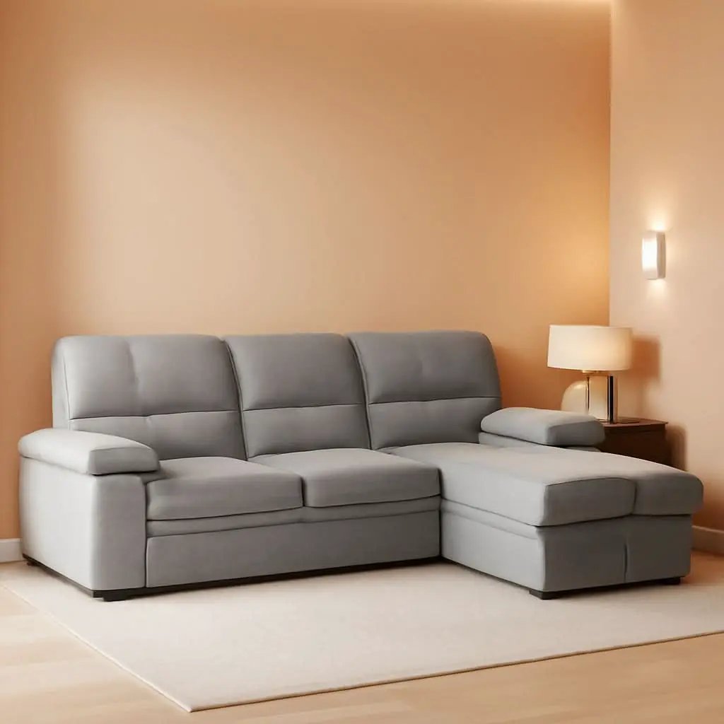Gray Velvet Reversible Sleeper Sectional Sofa With Storage from PriceLows™