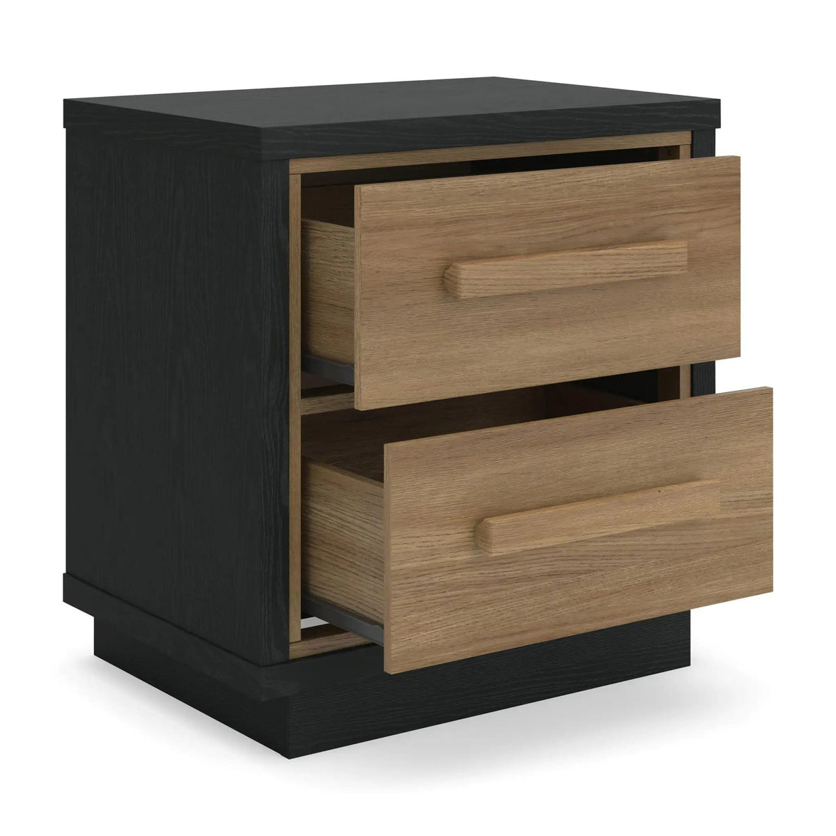 Kozmour Two Drawer Night Stand Accent Nightstand | 22.13 x 15.63 x 23.94 in | Engineered Wood & Mdf | Black / Brown