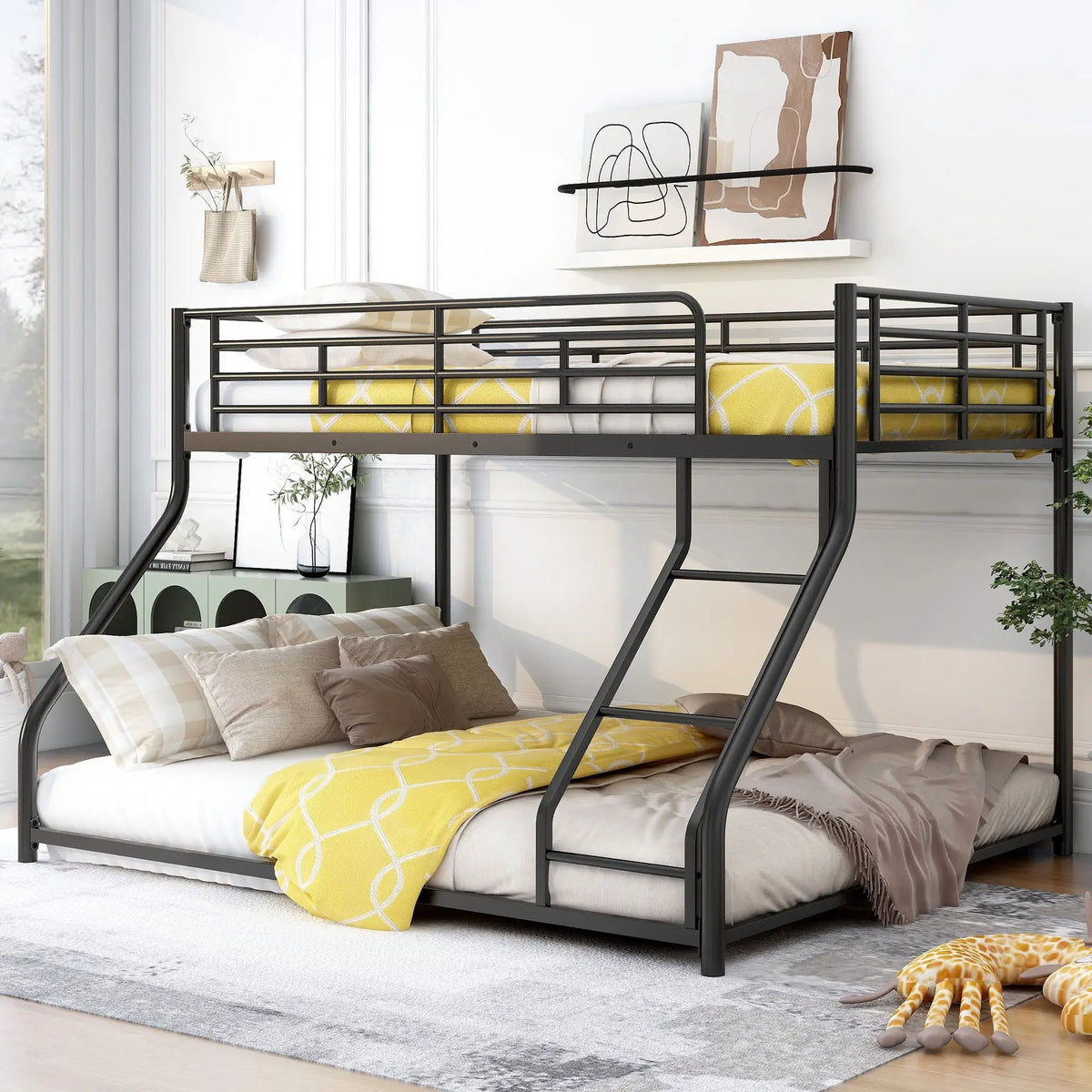 Metal Bunk Bed | Steel Frame | Sloped Ladder | Space Saving Design