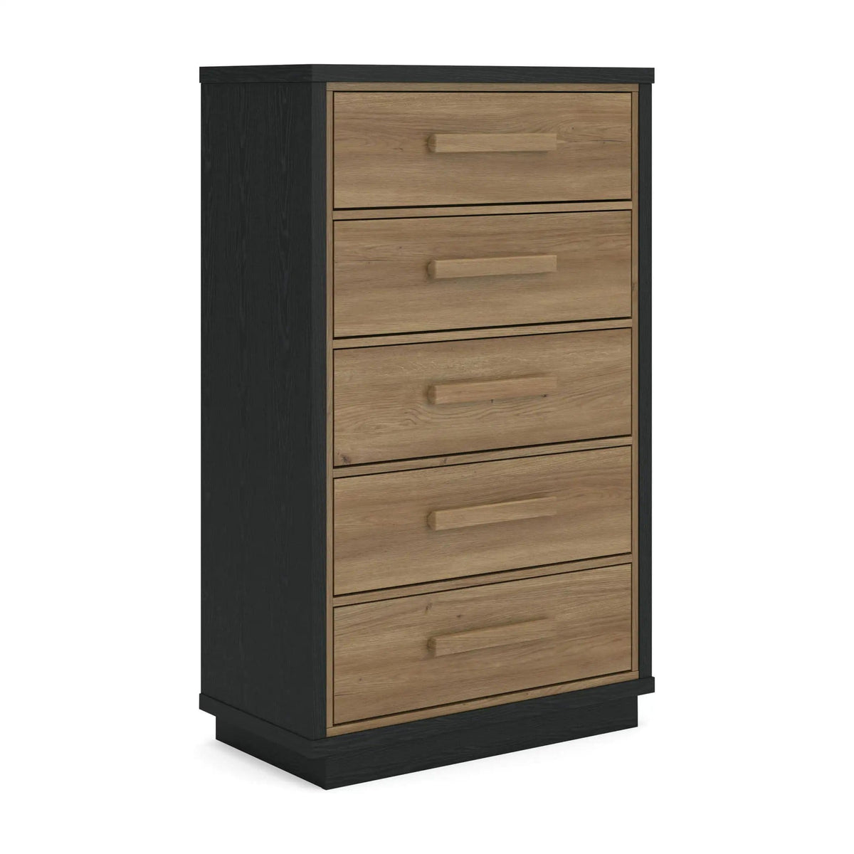 Kozmour Five Drawer Chest | 30.59 x 15.63 x 51.42 in | Engineered Wood & Mdf | Black / Brown