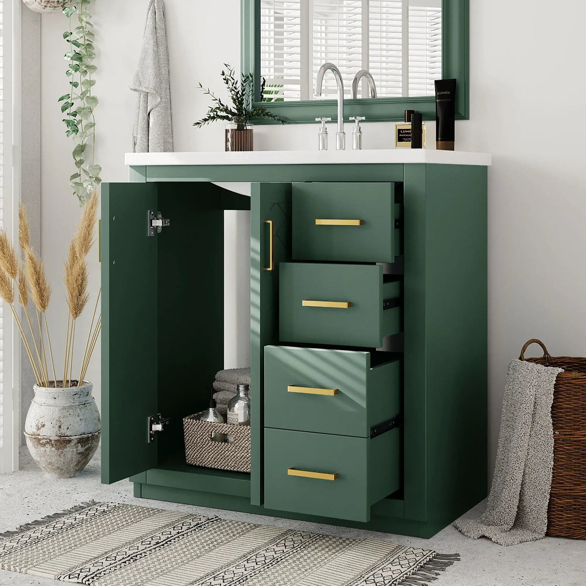 30 Inch Bathroom Vanity | Freestanding Set | 3 Drawers | Solid Wood Frame